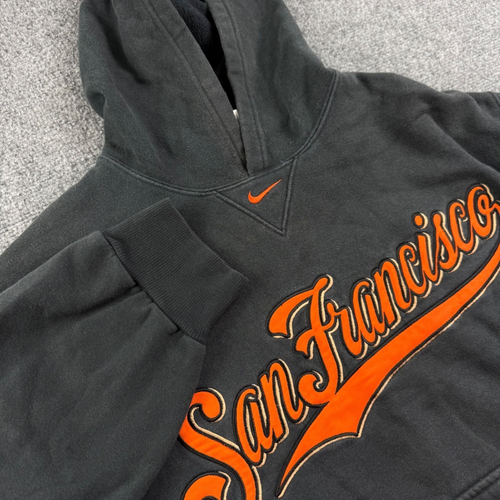 Y2K Nike Hoodie Medium Black San Francisco Giants MLB Team Pullover Mens flaw